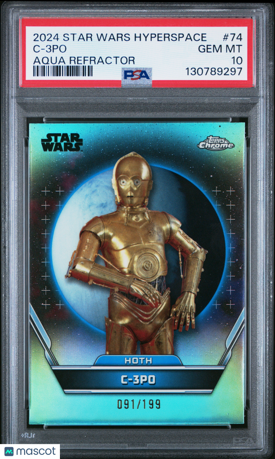 2024 Topps Star Wars Hyperspace C-3PO Aqua Refractor 091/199 #74