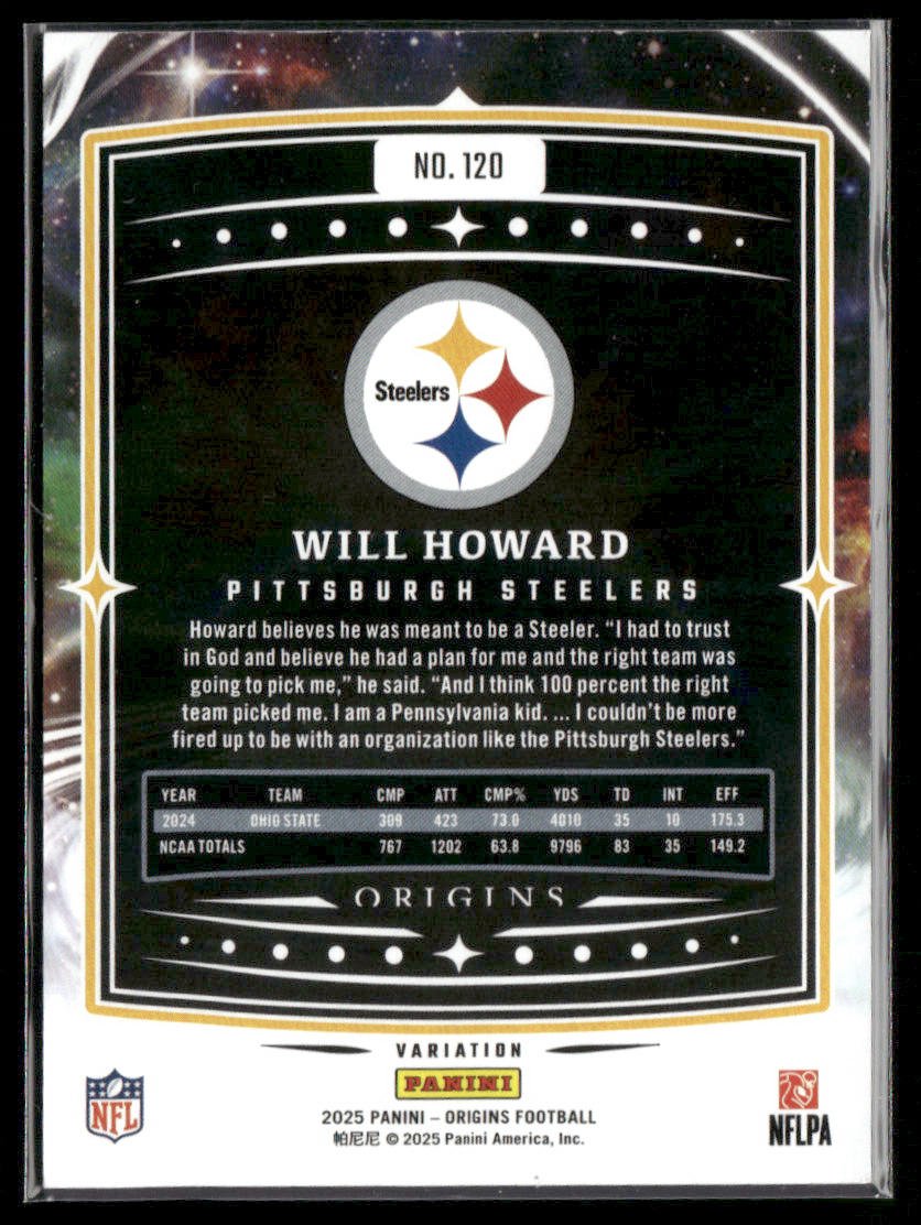 2025 Panini Origins Will Howard #120 Variation RC Rookie Secondary image