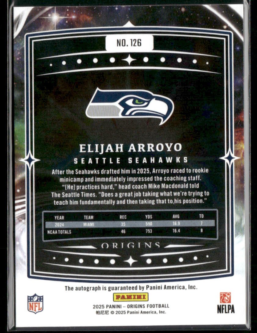2025 Panini Origins Elijah Arroyo #126 RC Rookie Signatures Auto RC 74/99 Secondary image