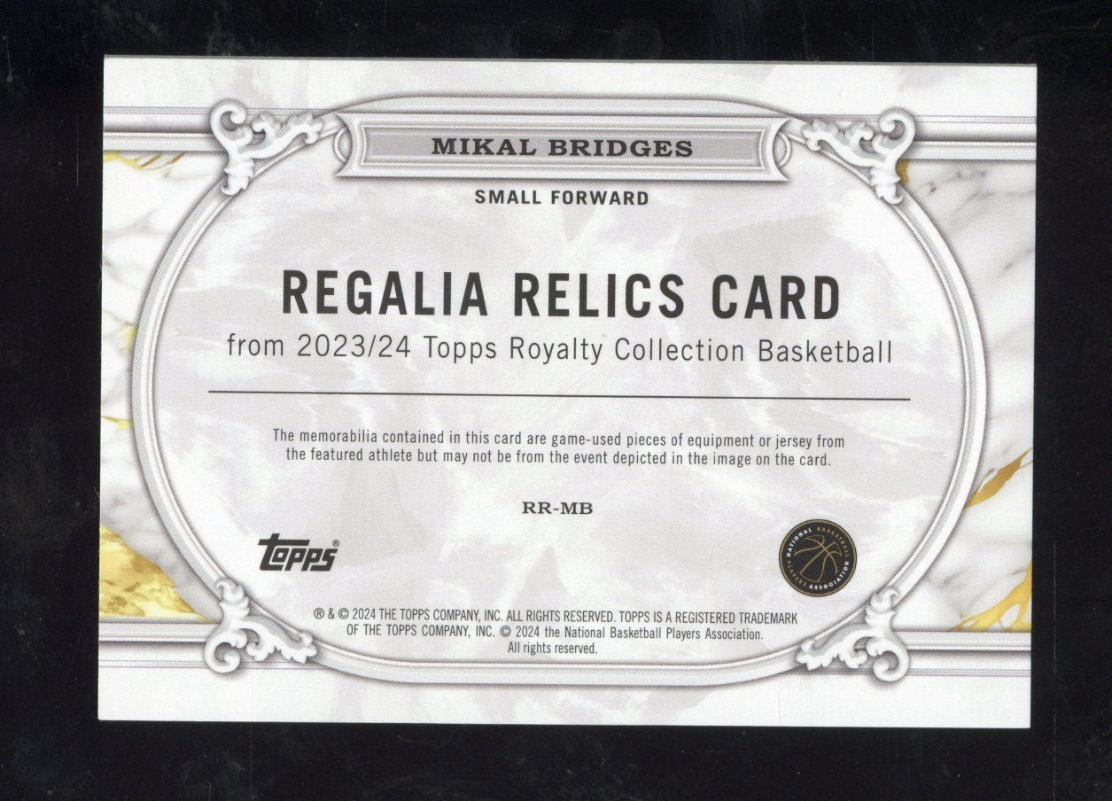 2023-24 Topps Royalty Collection Mikal Bridges #RR-MB Regalia Relics Green 5/5 Secondary image