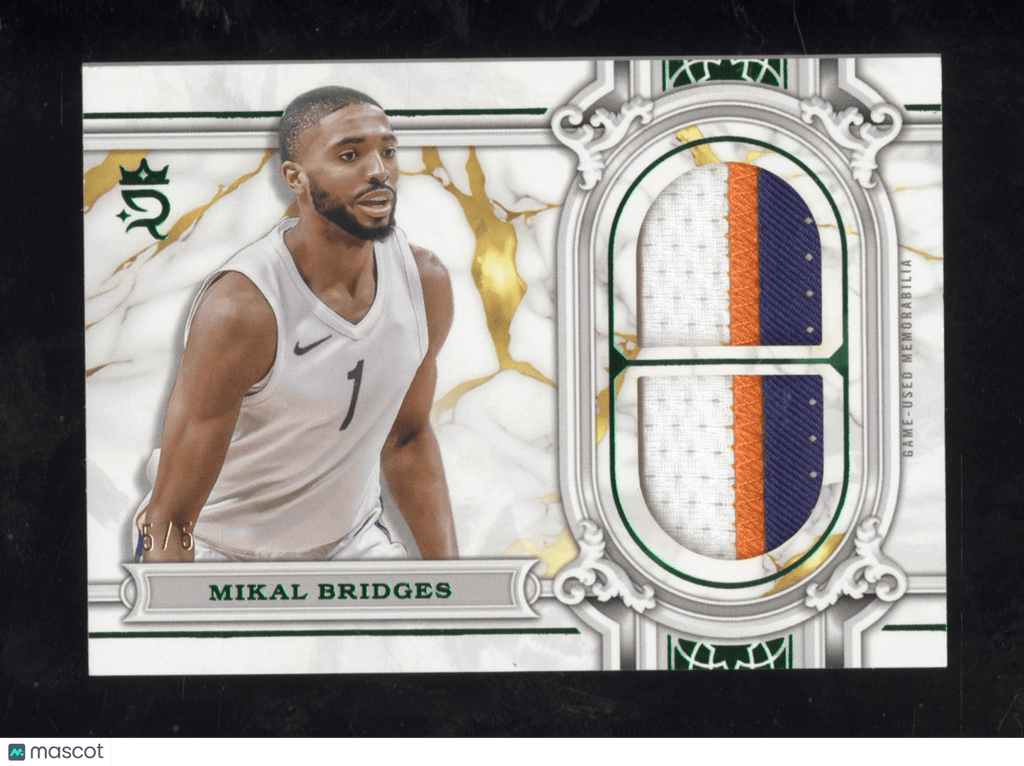 2023 - 24 Topps Royalty Collection Mikal Bridges RR - MB Regalia Relics Green 5/5Sports Cards