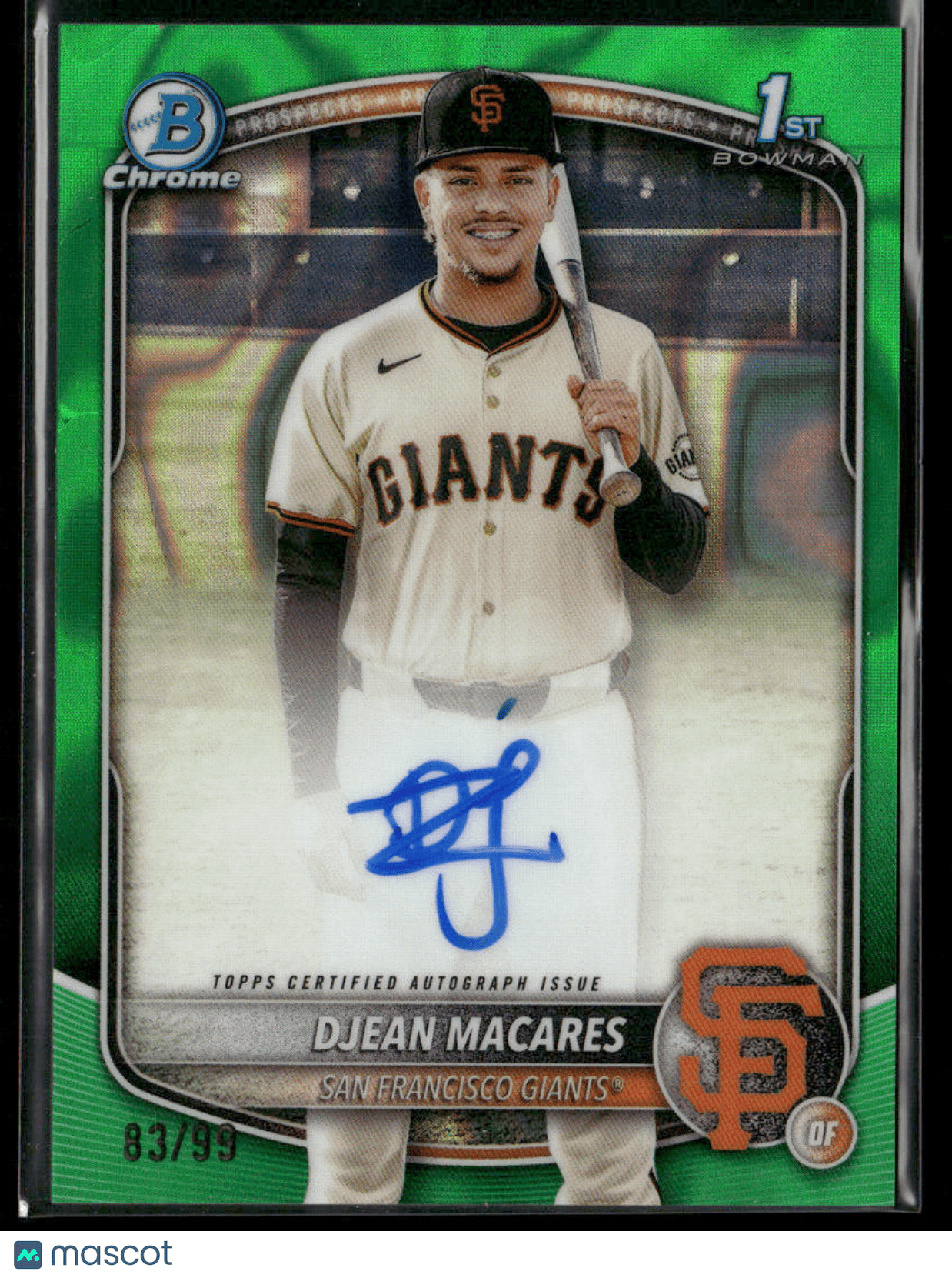2025 Bowman Chrome Djean Macares CPA - DM Green Lava 1st Bowman Auto 83/99 (BT)Sports Cards Main image