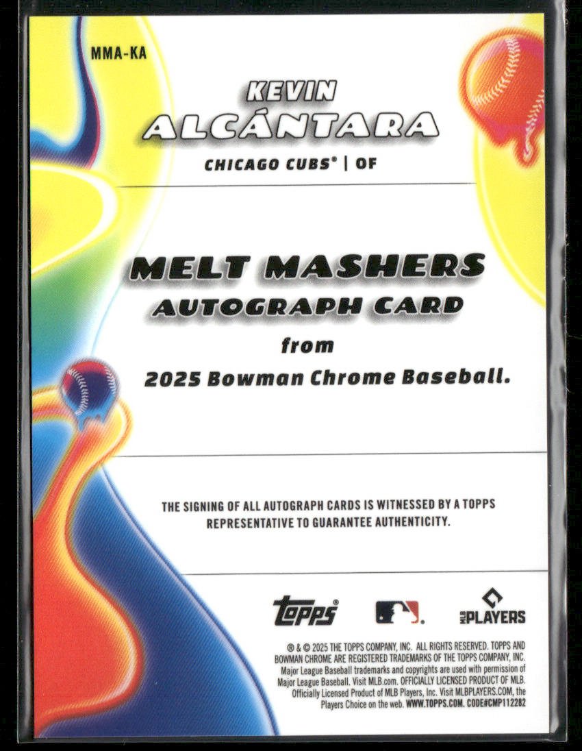 2025 Bowman Chrome Kevin Alcántara Gold Mini /50 RC Rookie Melt Mashers Auto (BTSports Cards