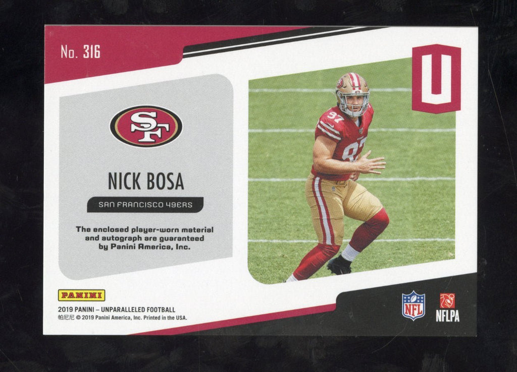 2019 Panini Unparalleled Nick Bosa 316 RC Rookie Patch AutoSports Cards