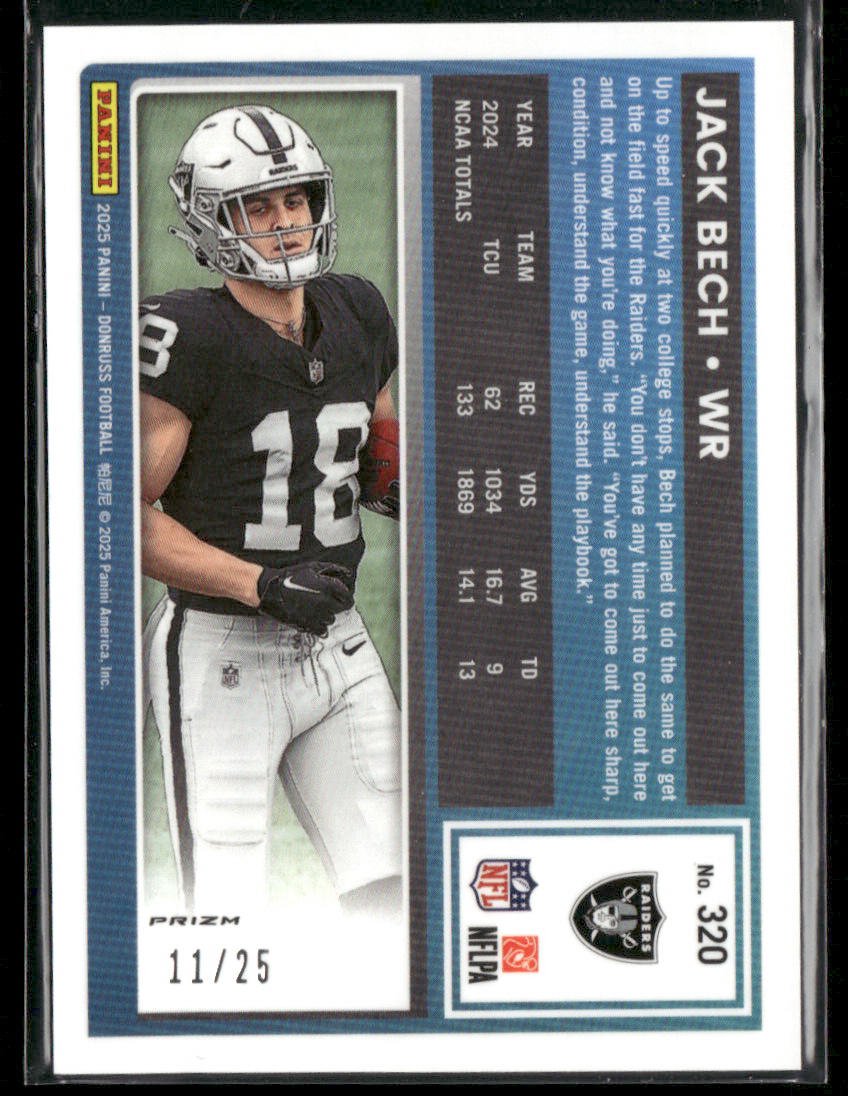 2025 Panini Donruss Jack Bech #320 Optic Green Pandora Rated Rookie 11/25 Secondary image