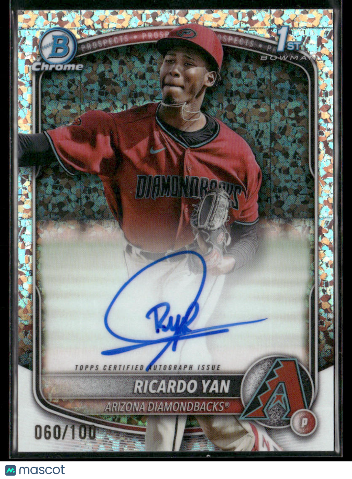 2025 Bowman Ricardo Yan CPA - RY Mini Diamond 1st Bowman Auto Chrome 060/100Sports Cards