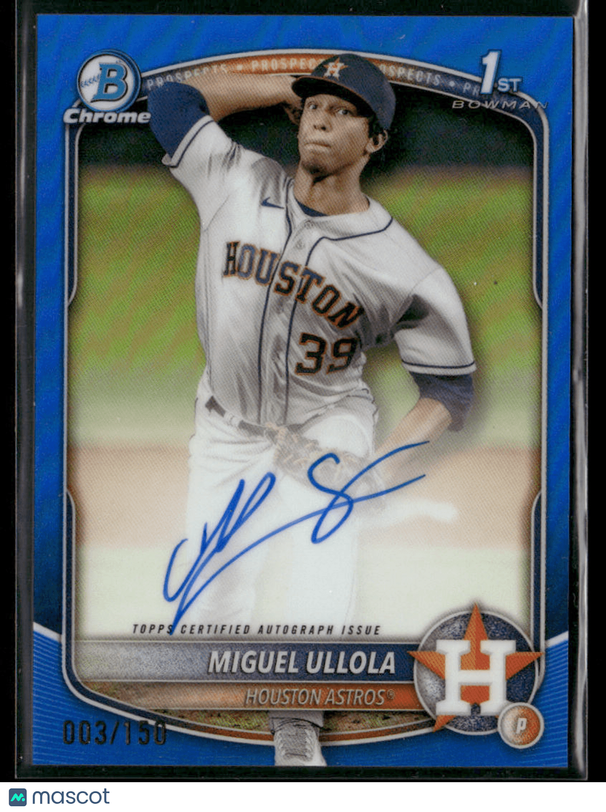 2025 Bowman Chrome Miguel Ullola CPA - MU Blue Refractor 1st Bowman Auto 003/150Sports Cards