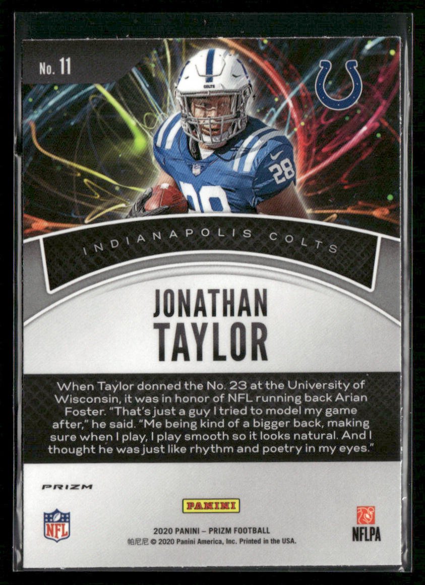 2020 Panini Prizm Jonathan Taylor #11 Silver Prizm Illumination SP RC Rookie Secondary image