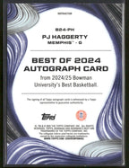2024 - 25 Bowman University Best PJ Haggerty B24 - PH Refractor AutoSports Cards