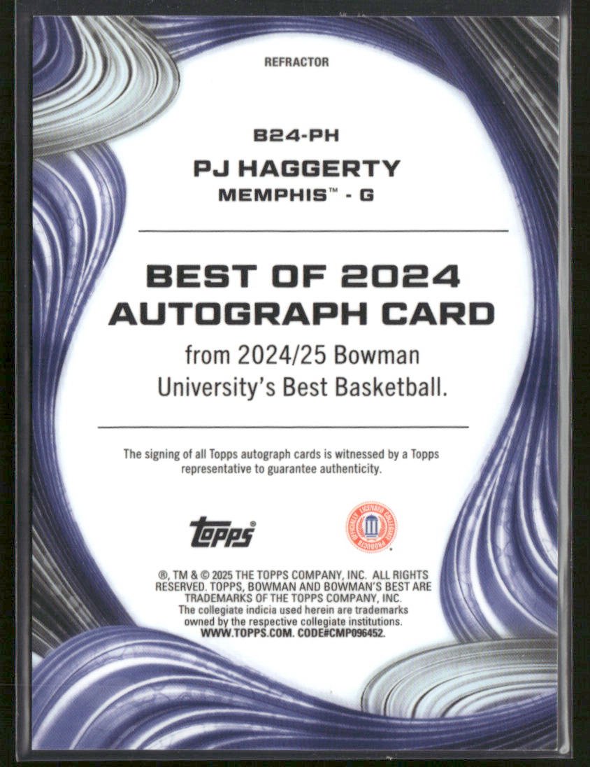 2024 - 25 Bowman University Best PJ Haggerty B24 - PH Refractor AutoSports Cards