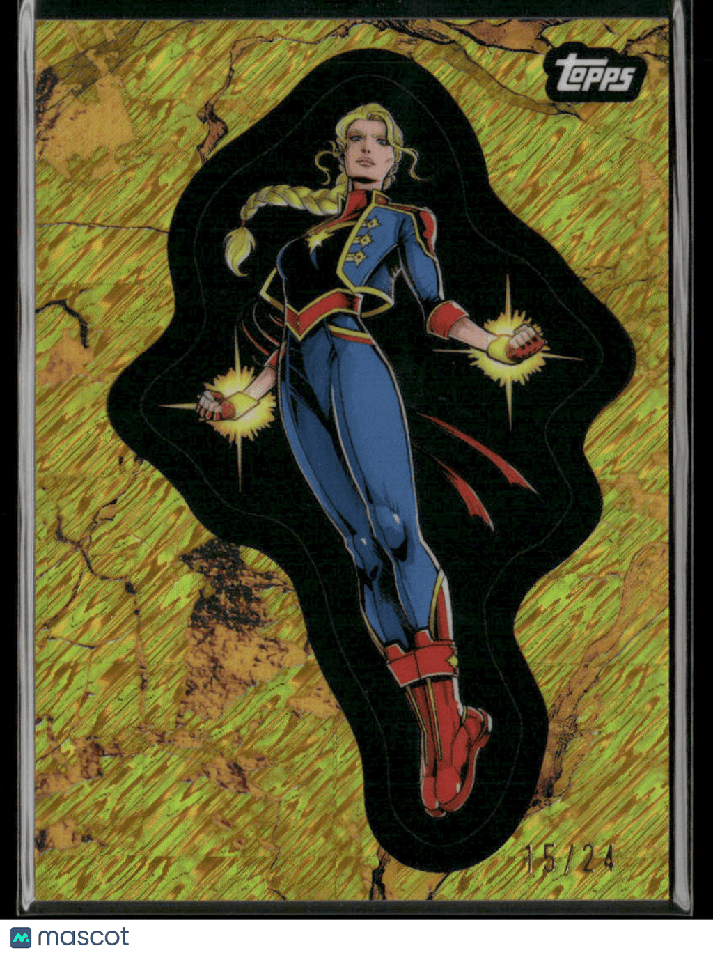 2025 Topps Marvel Comic Book Heroes 1975 Captain Marvel Gold Flake Shimmer /24Non - Sports Cards