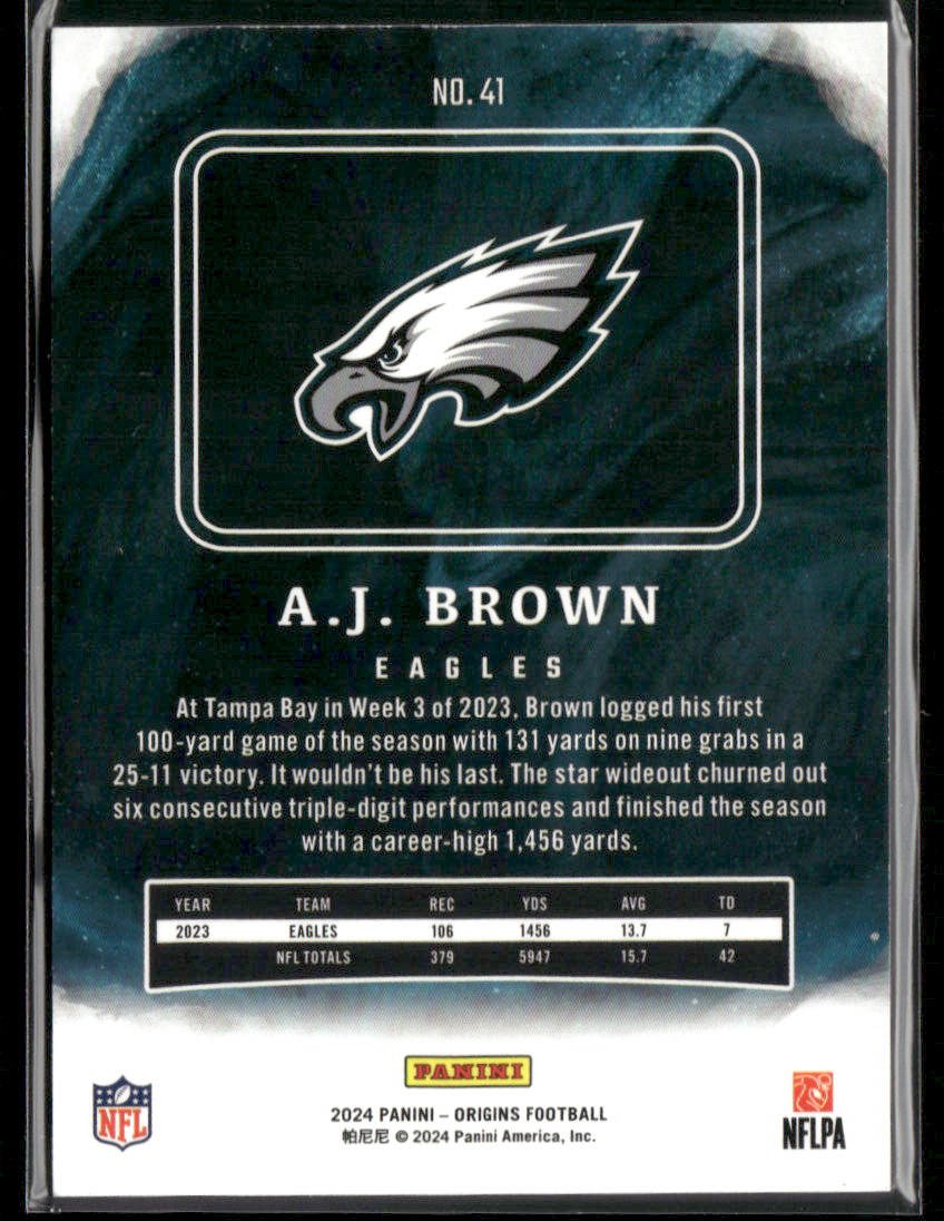 2024 Panini Origins Football A.J. Brown #41 Green Parallel 05/10 Secondary image