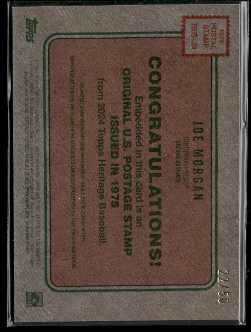 2024 Topps Heritage Joe Morgan #75US-JM 1975 Postage Stamp 22/50 Secondary image