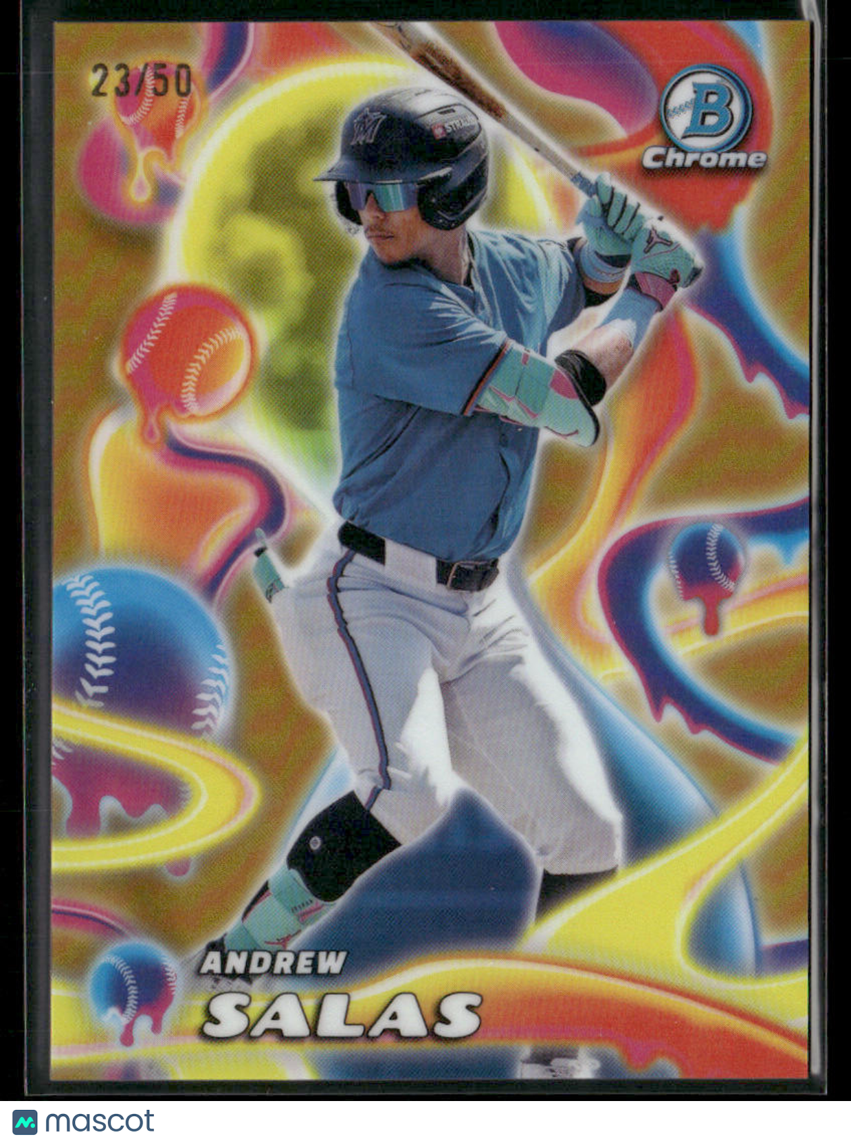 2025 Bowman Chrome Andrew Salas MM - 17 Gold Refractor Melt Mashers 23/50Sports Cards