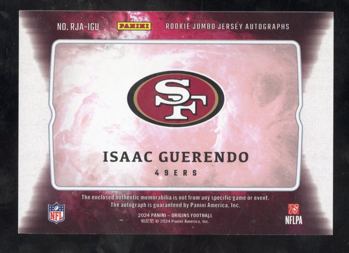 2024 Panini Origins Isaac Guerendo RJA - IGU Rookie Jumbo Jersey AutoSports Cards