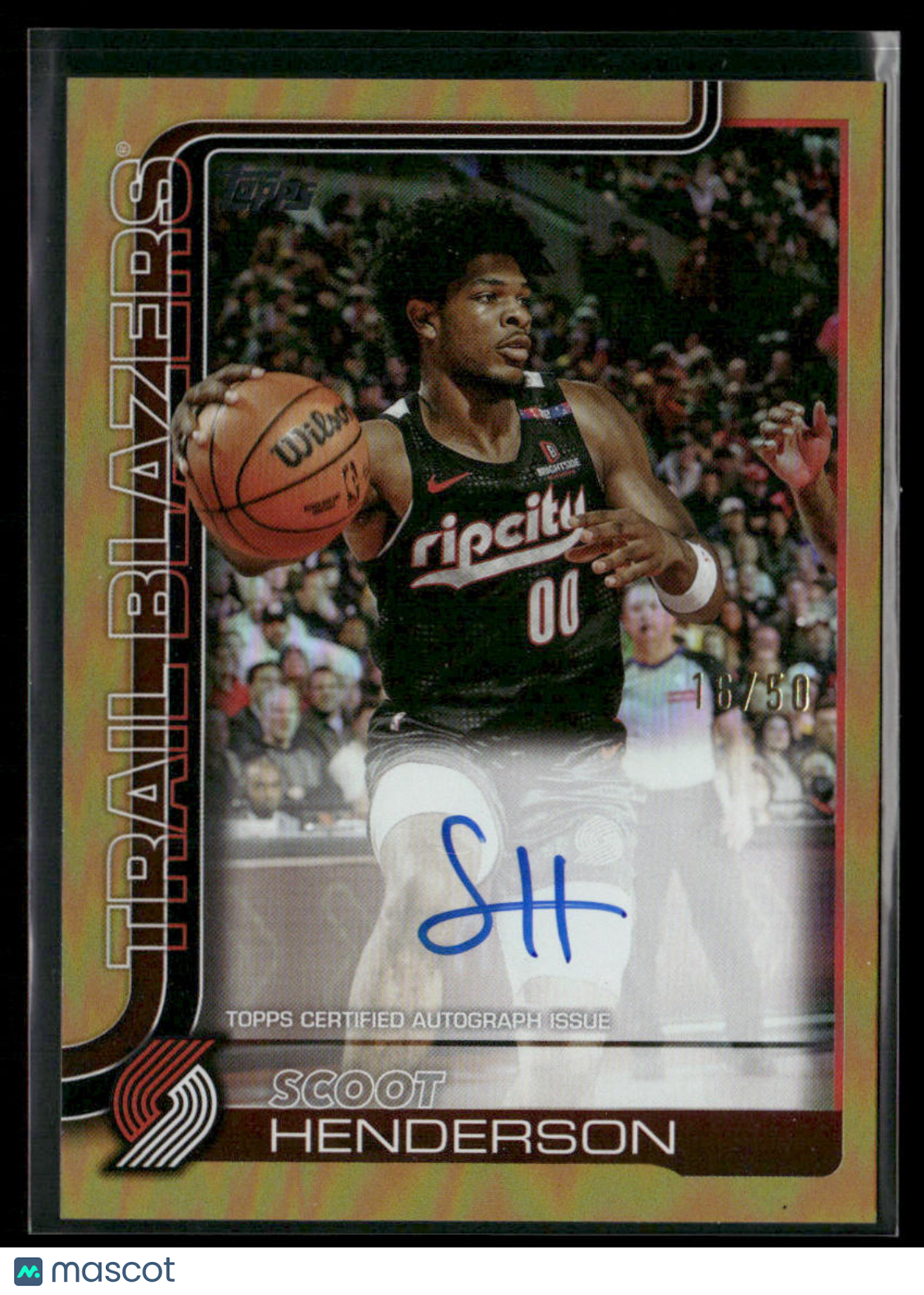 2025-26 Topps Flagship Scoot Henderson #TFRA-SH Real One Auto Gold Rainbow 16/50 Main image