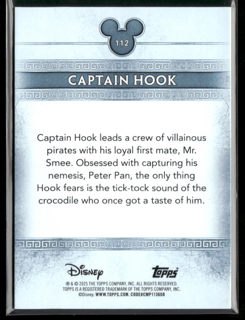 2025 Topps Disney Mint Captain Hook Platinum Tier Foilfractor 1/1 #112 (BW) Secondary image