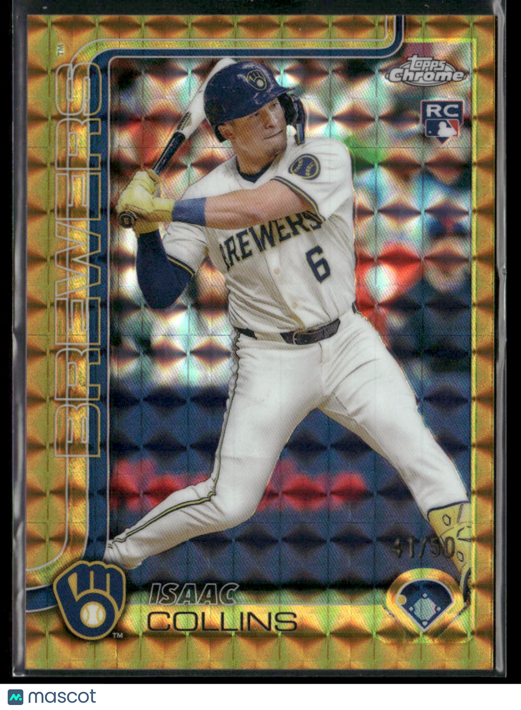 2025 Topps Chrome Isaac Collins 92 Gold Geometric RC Rookie 41/50Sports Cards