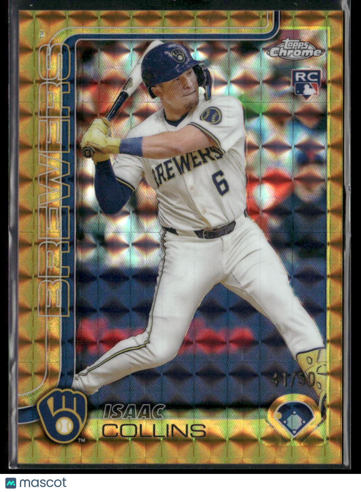 2025 Topps Chrome Isaac Collins 92 Gold Geometric RC Rookie 41/50Sports Cards