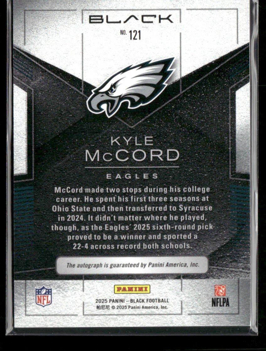 2025 Panini Black Football Kyle McCord #121 RC Secondary image