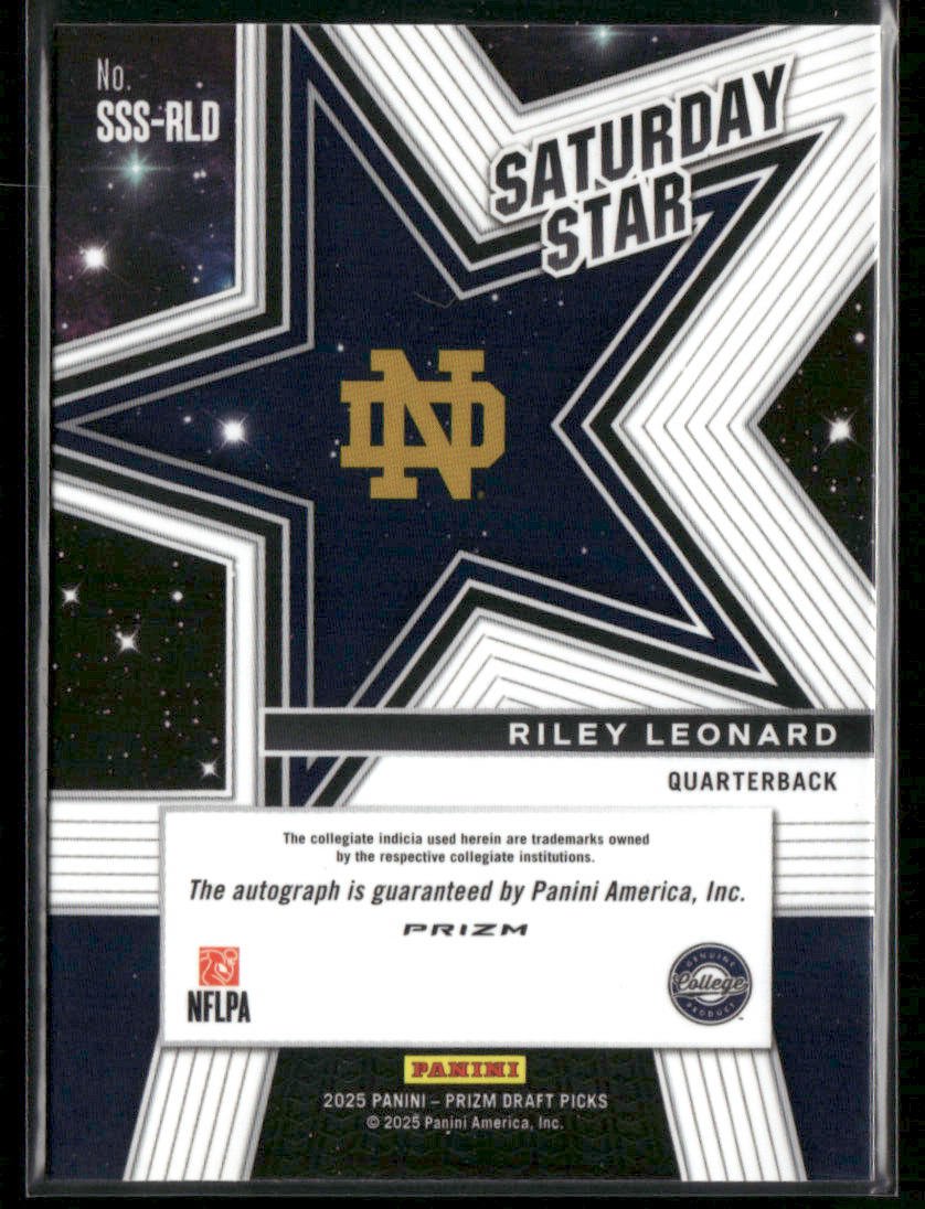 2025 Panini Prizm Draft Picks Riley Leonard Silver RC Rookie Saturday Star AutoSports Cards