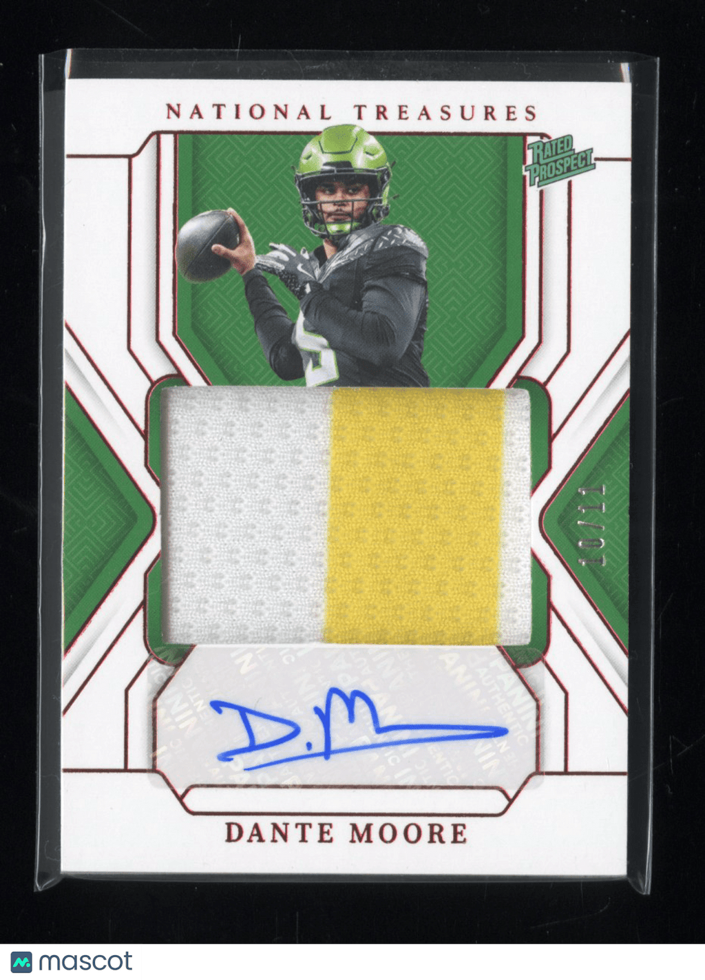 2025 National Treasures Collegiate Dante Moore Red Rated Prospect Patch Auto /11Sports Cards