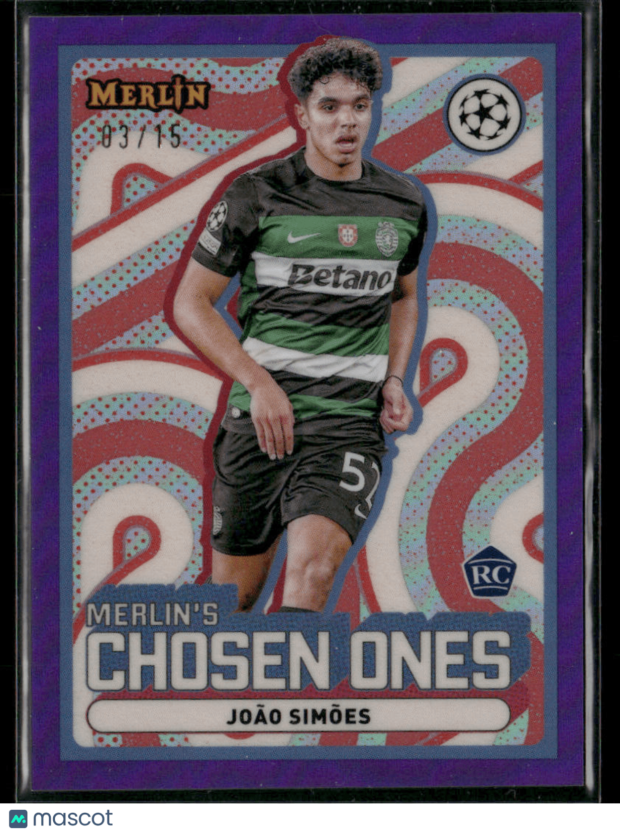 2024 - 25 Topps Merlin Merlin's Chosen Ones João Simões MC - 21 Purple Rookie 03/15Sports Cards
