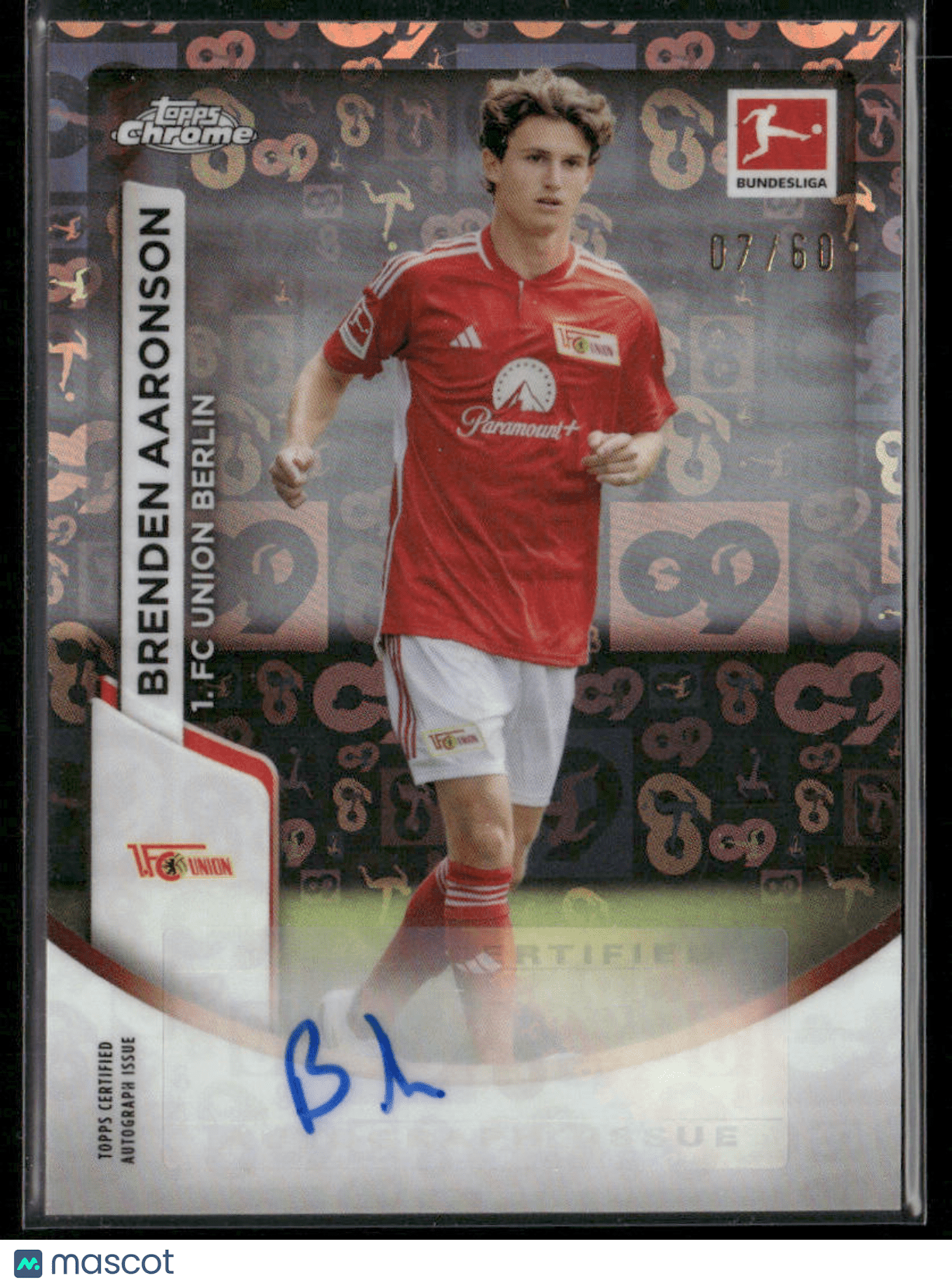 2023 - 24 Topps Chrome Bundesliga Brenden Aaronson BCA - BA 60 Years Foil Auto /60Sports Cards Main image