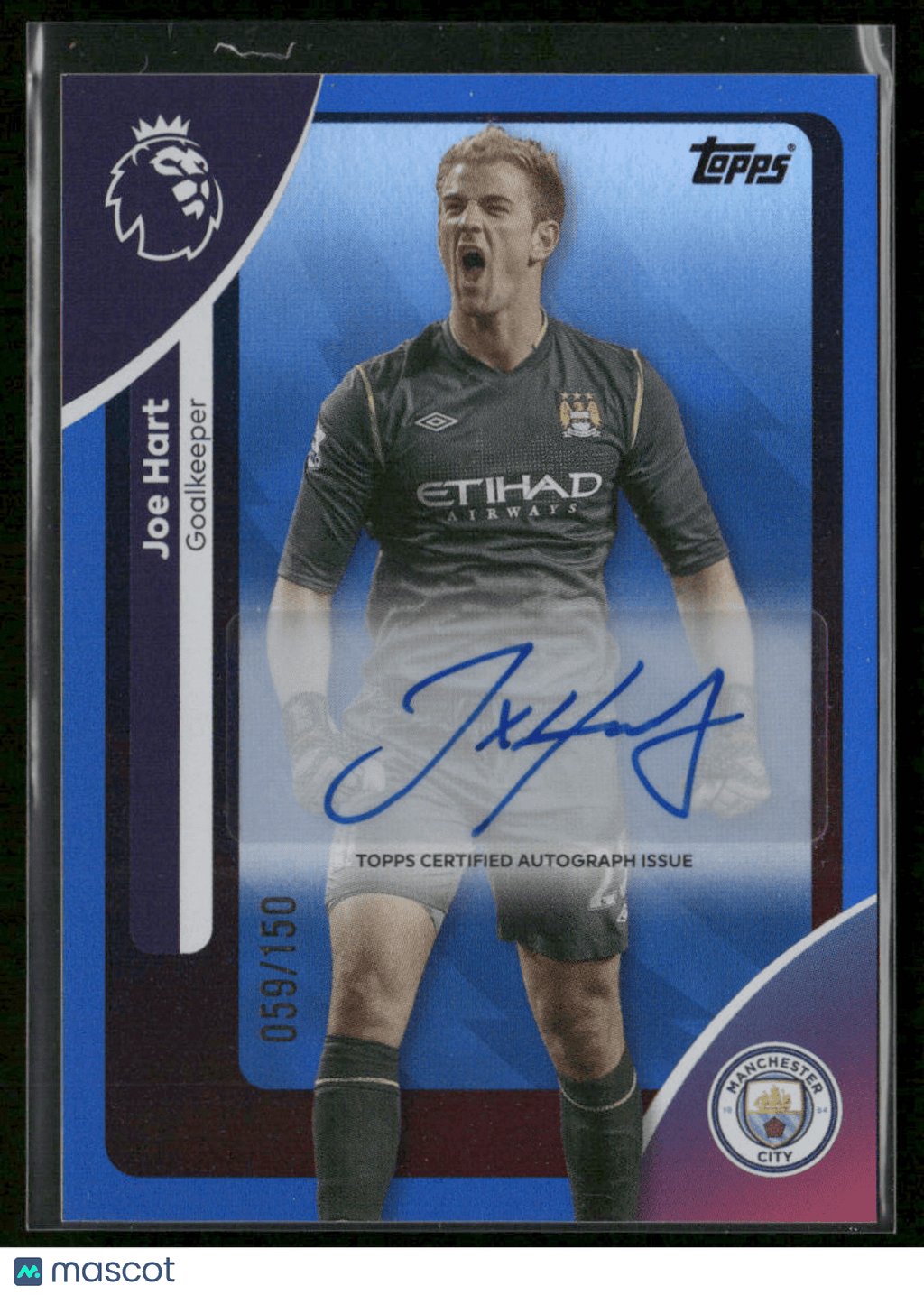 2025 - 26 Topps Premier League Joe Hart AC - JH Blue Rainbow Auto 059/150Sports Cards