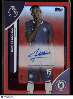 2025 - 26 Topps Premier League Nicolas Jackson AC - NJ Red Rainbow Auto 5/5Sports Cards