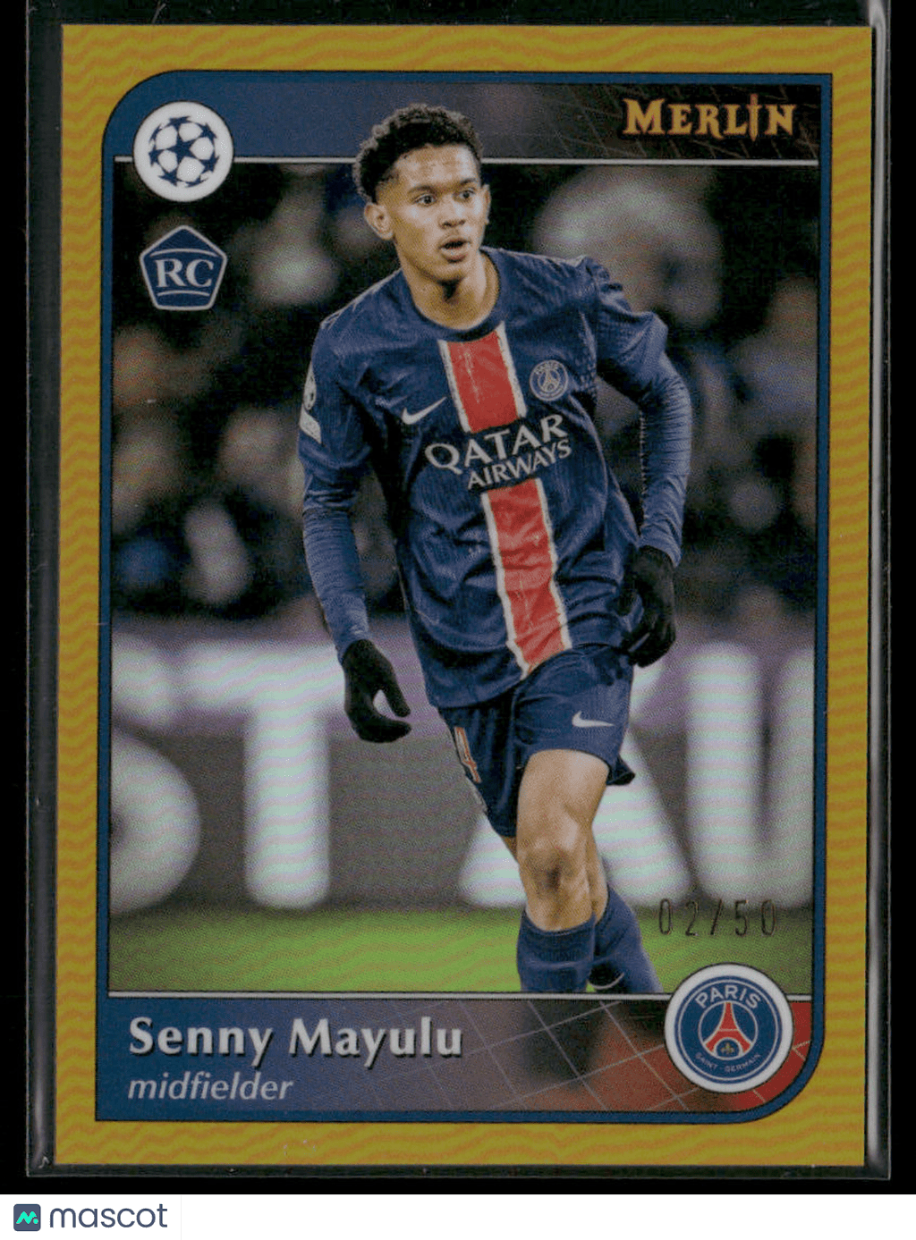 2024 - 25 Topps Merlin Soccer Senny Mayulu 24 Gold Refractor RC Rookie 02/50Sports Cards