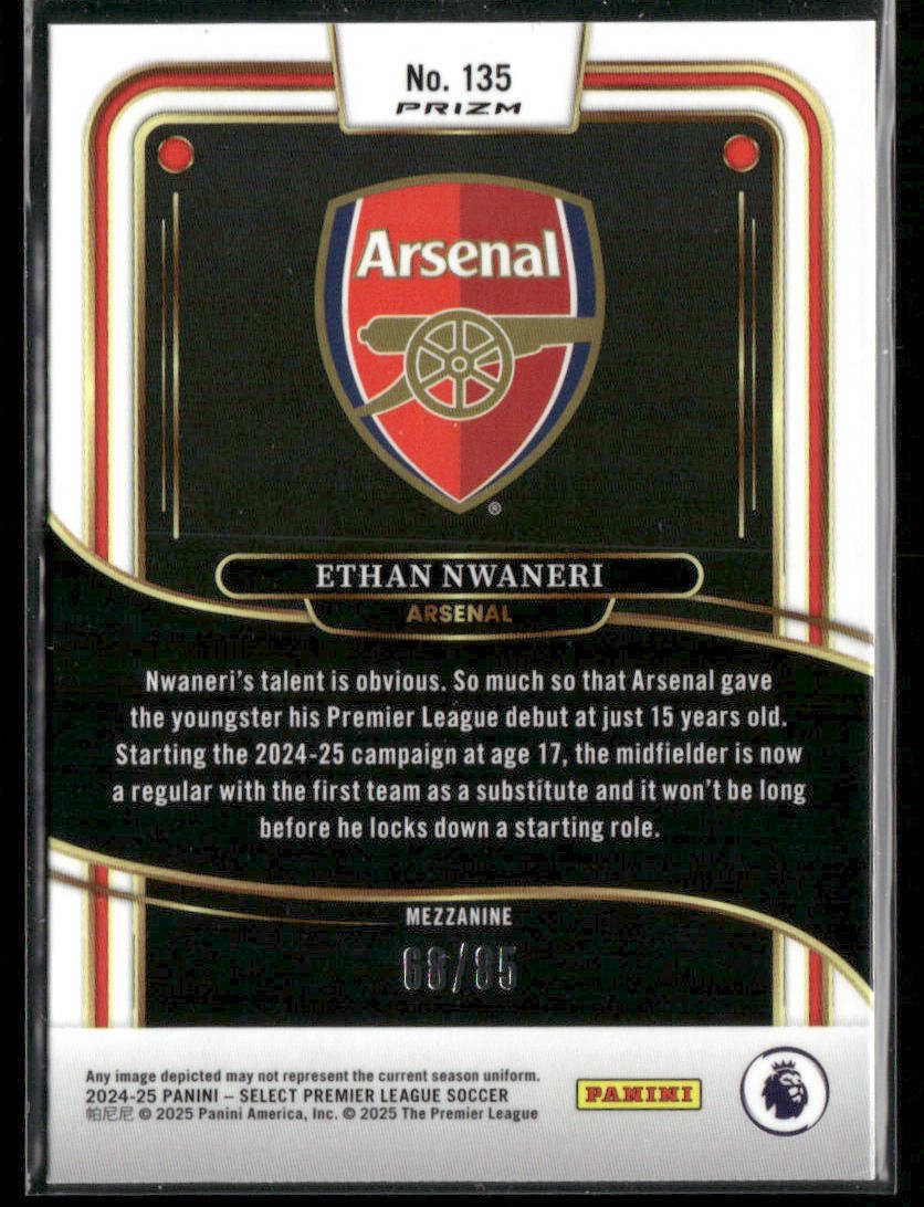2024 - 25 Panini Select Premier League Ethan Nwaneri 135 White Ice Mezzanine /85Sports Cards