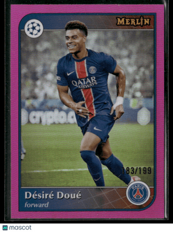 2024 - 25 Topps Merlin Soccer Désiré Doué 78 Pink Refractor 183/199Sports Cards