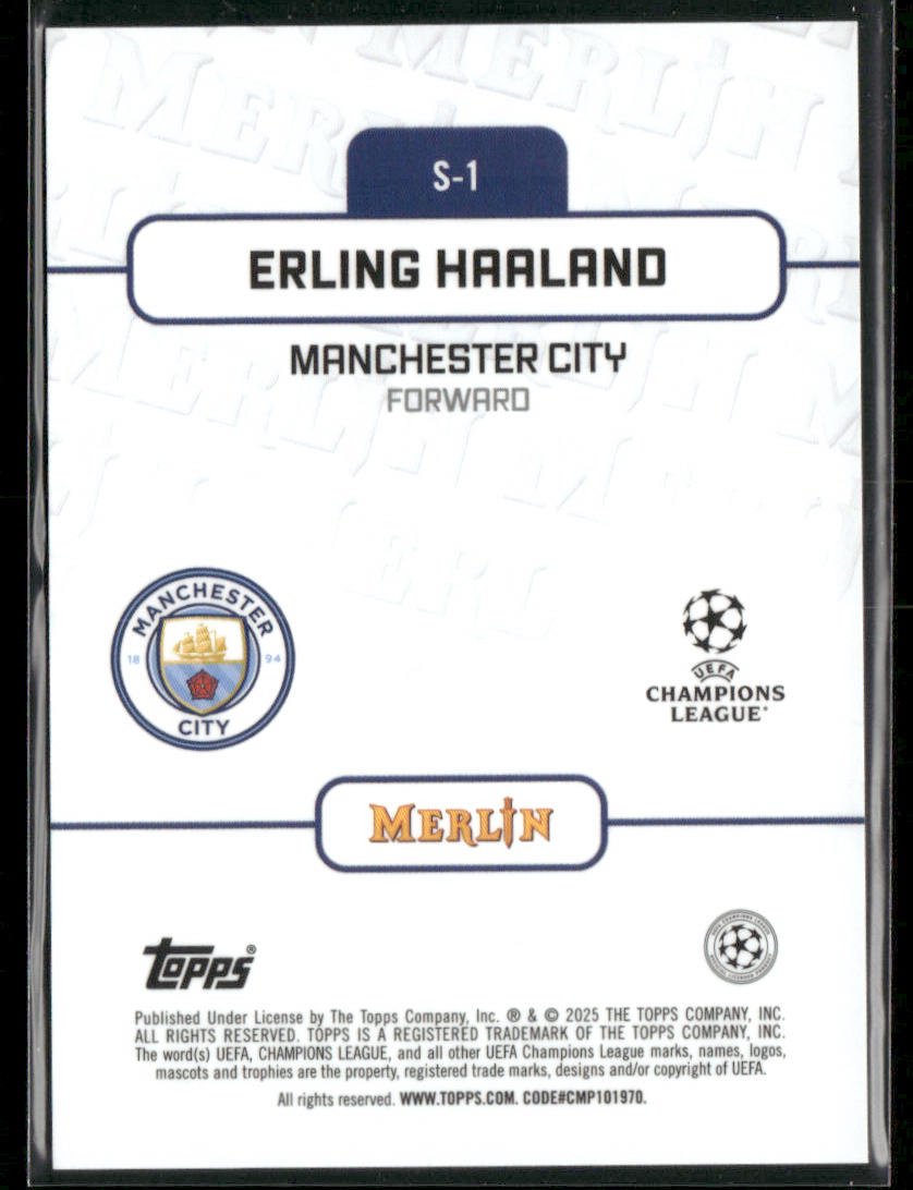 2024-25 Topps Merlin Soccer Erling Haaland #S-1 The Shiny SSP Secondary image