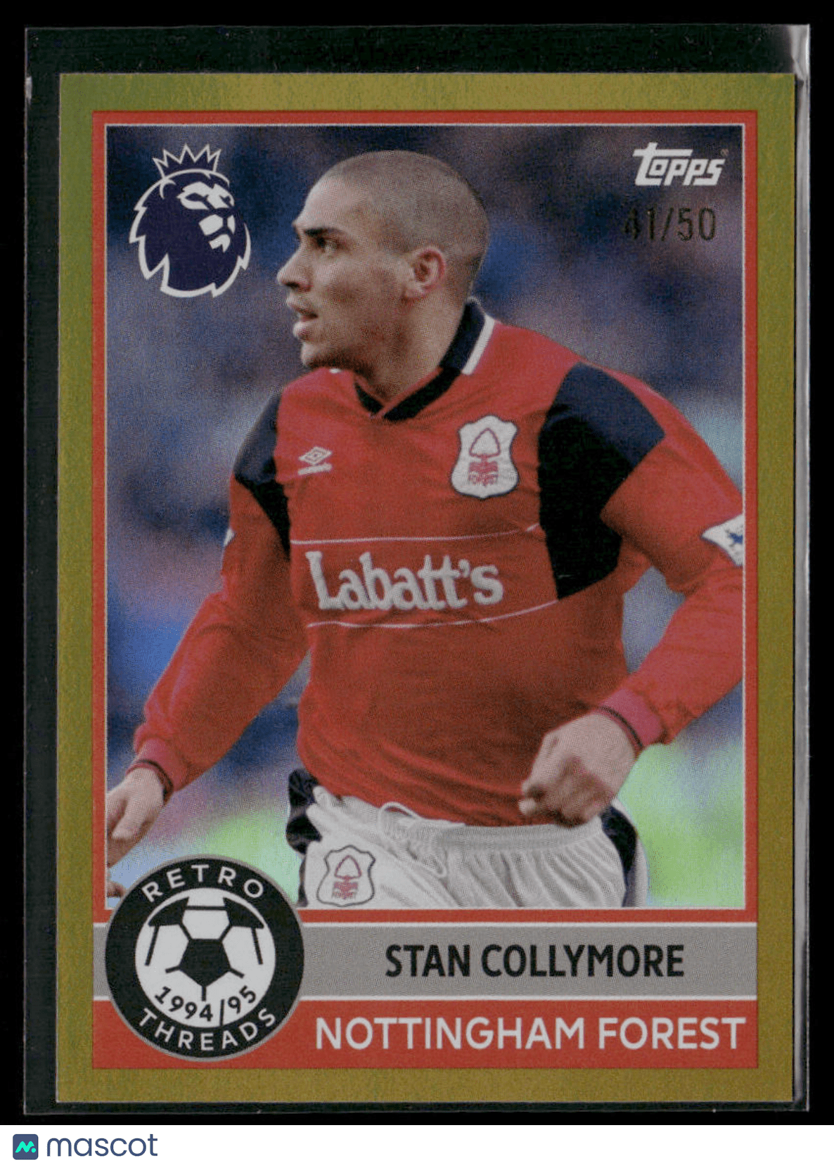 2025 - 26 Topps Premier League Stan Collymore 395 Gold Retro Threads 41/50Sports Cards Main image