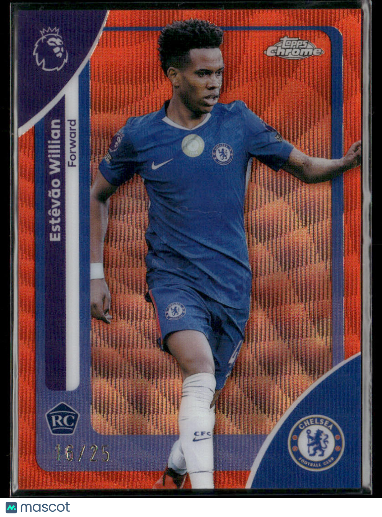 2026 Topps Chrome Premier League Estêvão Willian #68 Orange Wave RC Rookie 16/25
