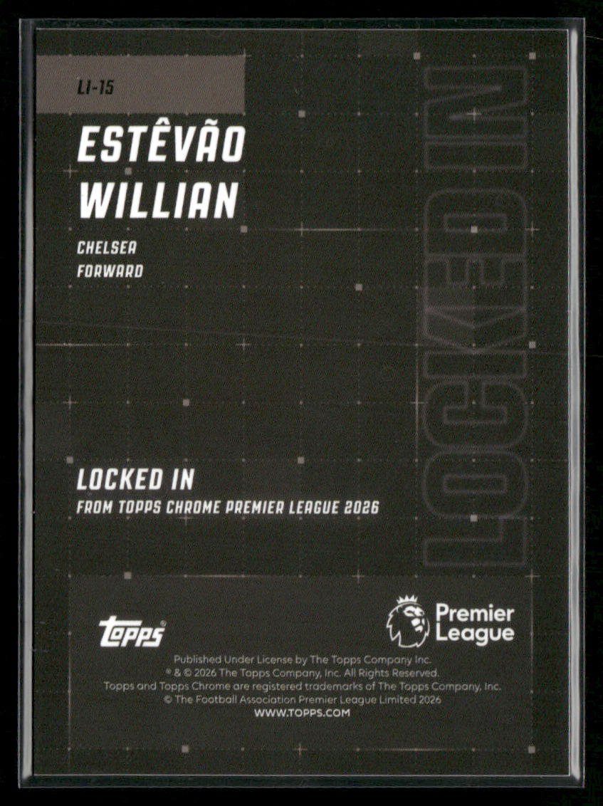 2026 Topps Chrome Premier League Locked In Estêvão Willian #LI-15 SSP RC Rookie Secondary image