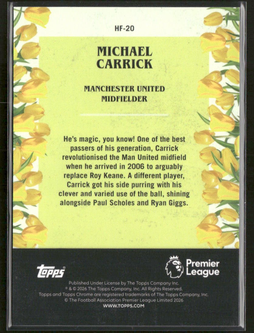 2026 Topps Chrome Premier League Give Him His Flowers Michael Carrick #HF-20 SSP Secondary image