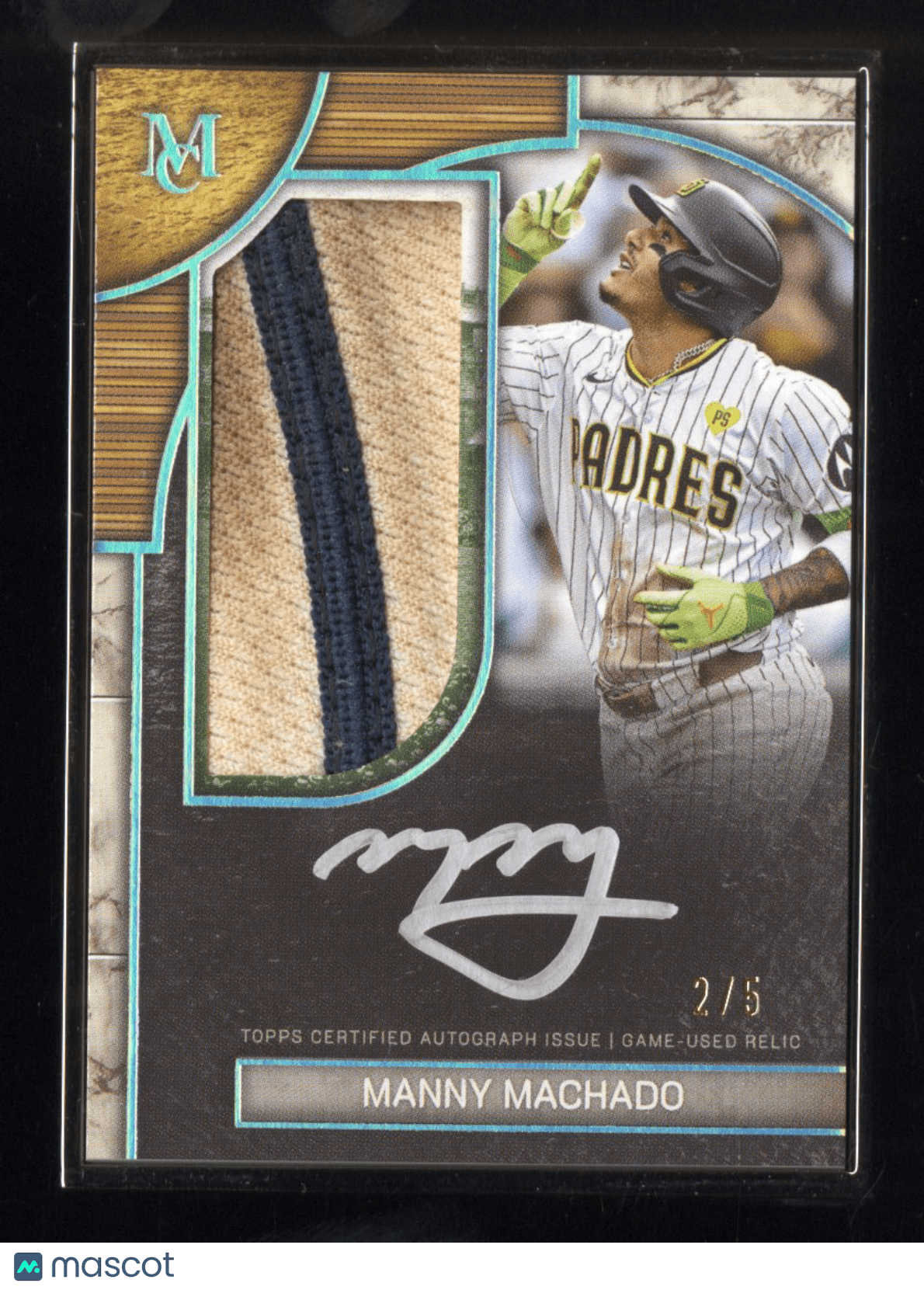 2025 Topps Museum Collection Manny Machado MFAP - MAN Black Framed Auto Patch 2/5Sports Cards Main image
