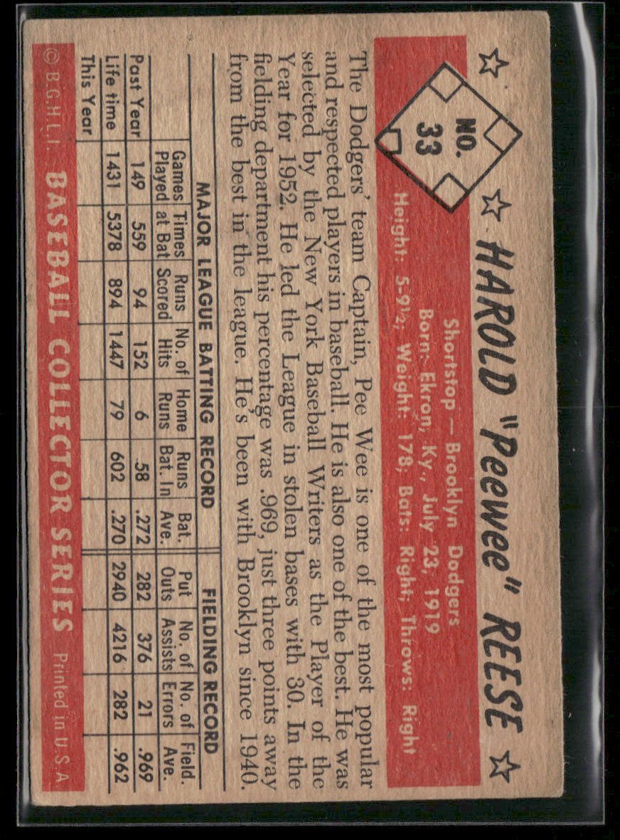1953 Bowman Color Pee Wee Reese #33 Good-Fair *Light Crease* Secondary image