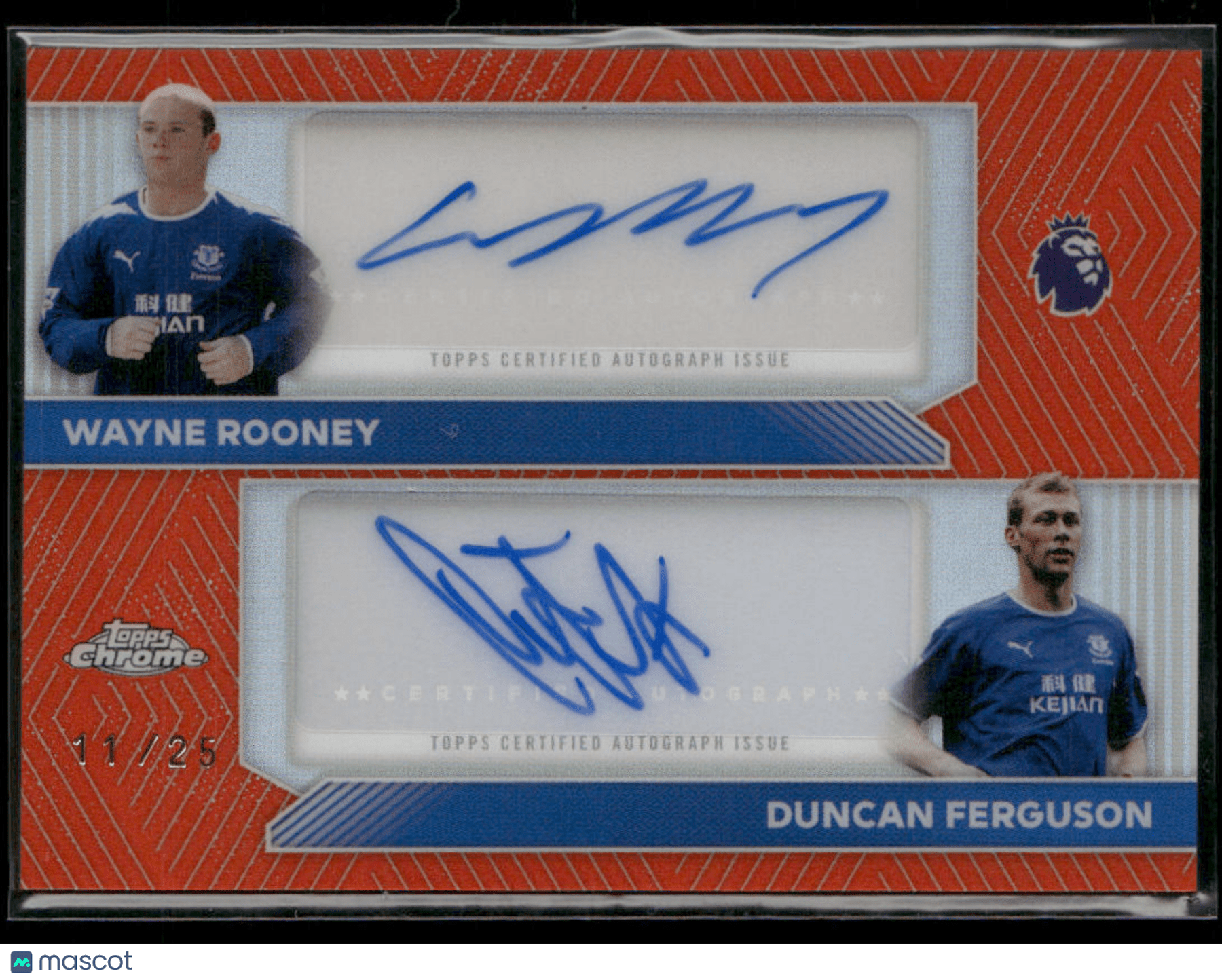 2026 Topps Chrome EPL Wayne Rooney Duncan Ferguson Orange Dual Auto 11/25Sports Cards Main image