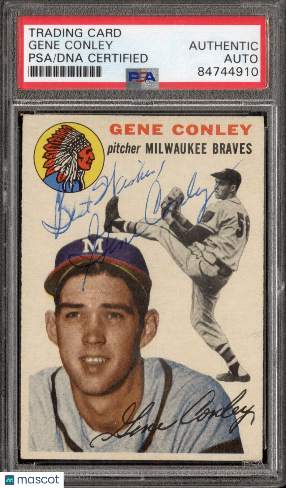 1954 Topps Gene Conley 59 Hand Signed Auto PSA AuthenticGraded Sports Cards