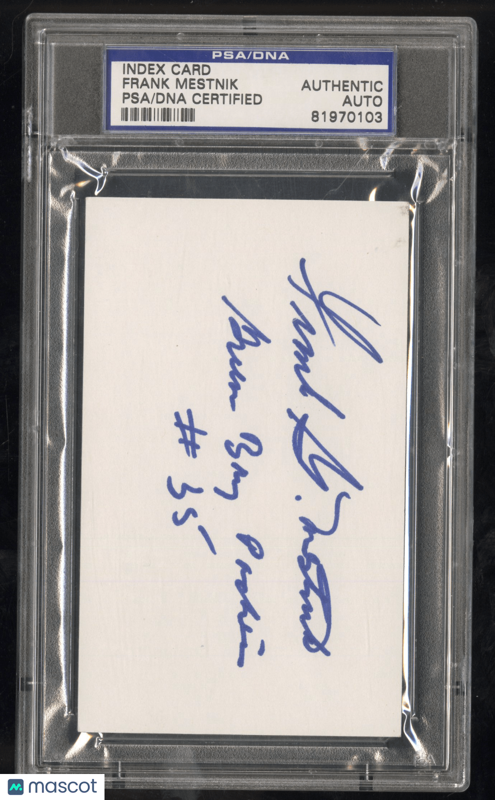 Frank Mestnik Hand Signed Index Card PSA DNA AuthenticGraded Sports Cards