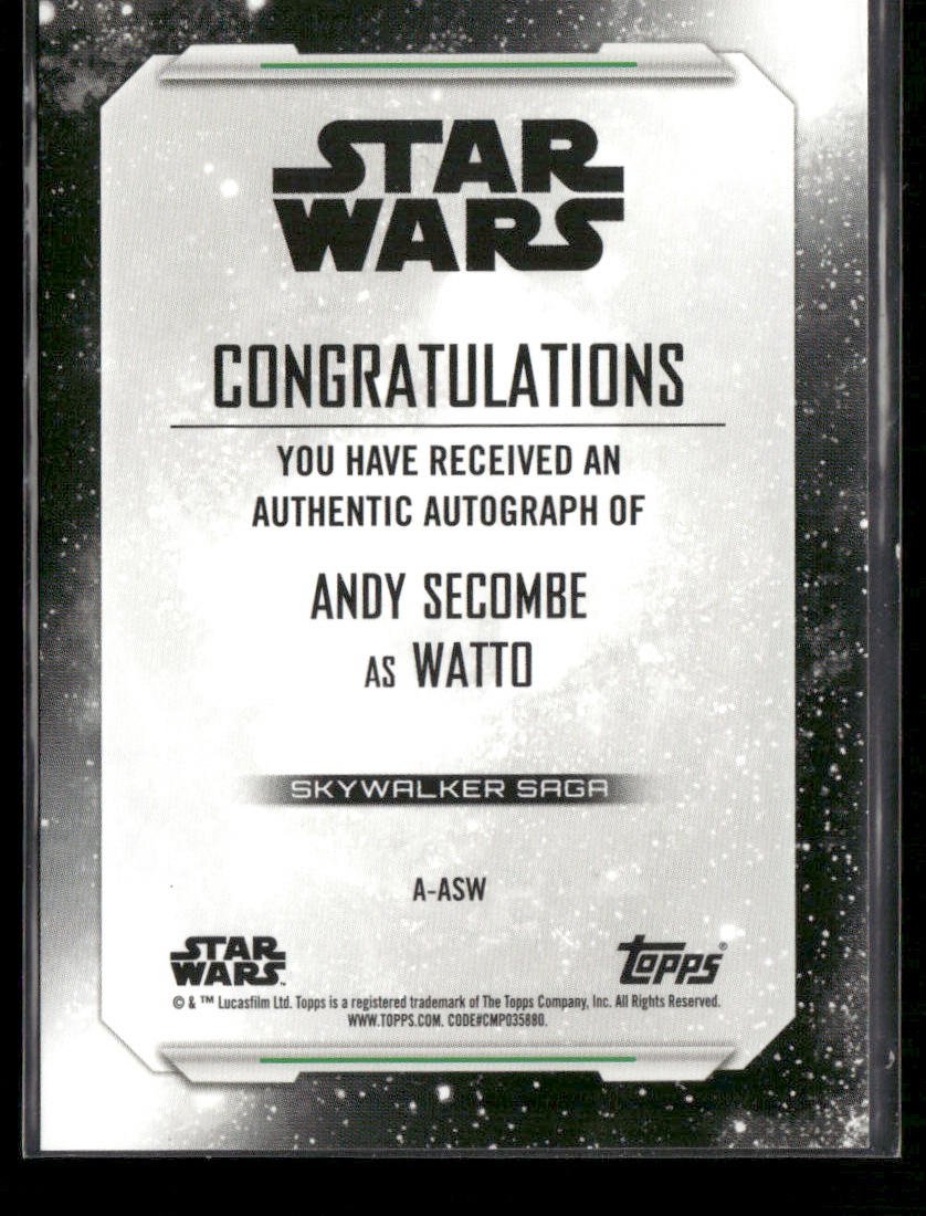 2019 Topps Star Wars Skywalker Saga Andy Secombe/Watto Auto 17/99 #A-ASW Secondary image
