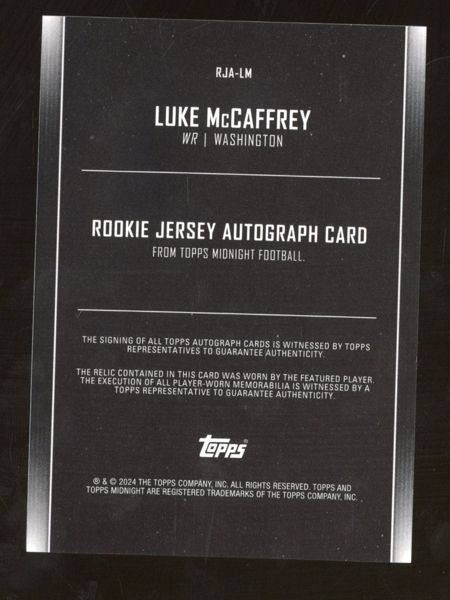 2024 Topps Midnight Luke McCaffrey RJA - LM Equinox Auto Relic 03/20 RCSports Cards