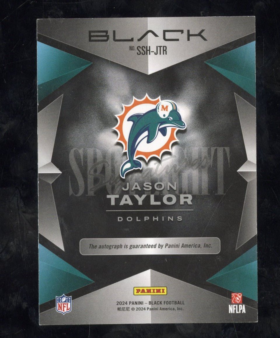 2024 Panini Black Football Jason Taylor SSH - JTR Spotlight Signatures Auto 02/99Sports Cards