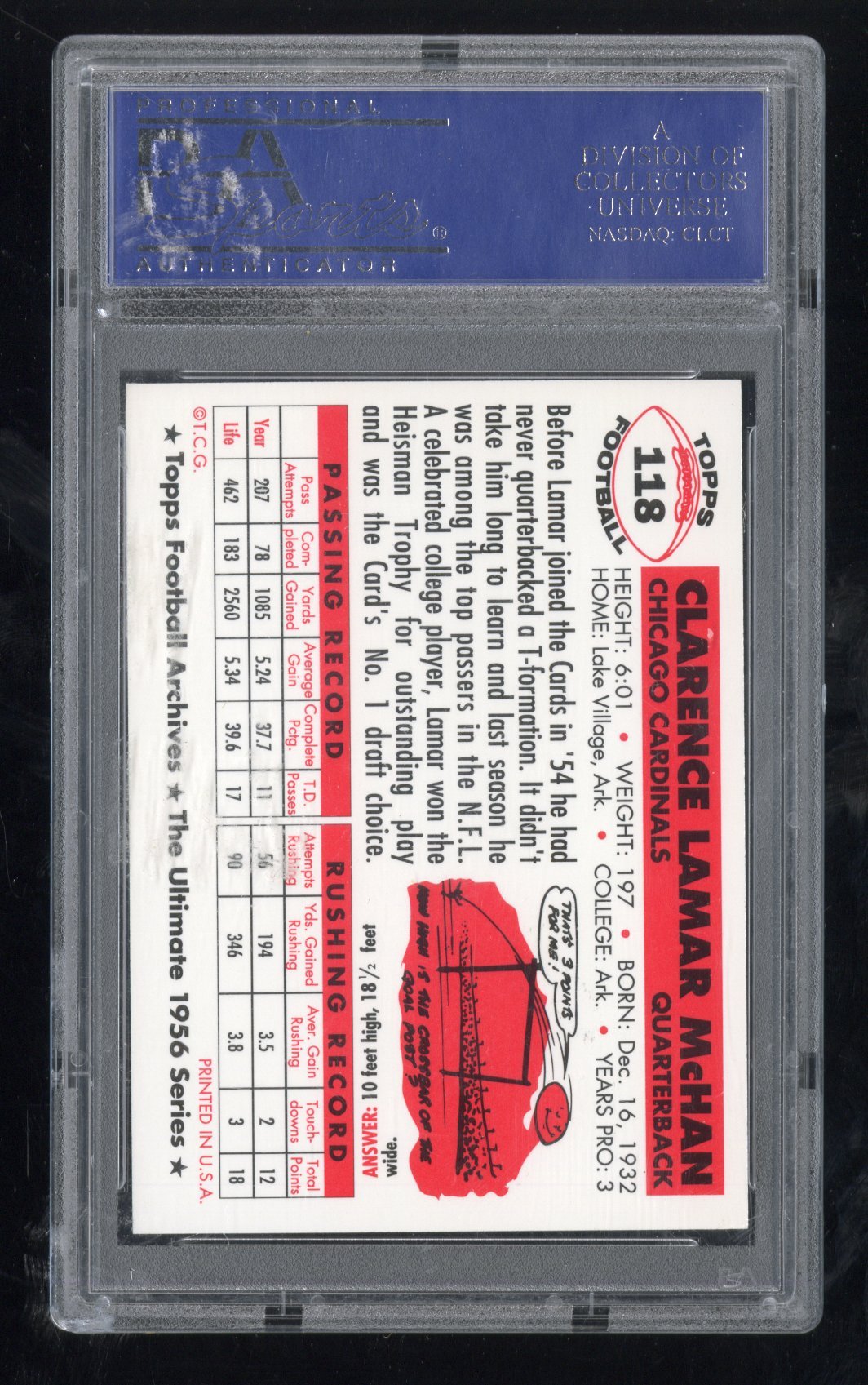 1994 Topps Archives Lamar Mchan #118 Hand Signed Auto PSA DNA Authentic Secondary image