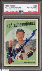 1959 Topps Red Schoendienst 480 Hand Signed Auto PSA DNA AuthenticGraded Sports Cards