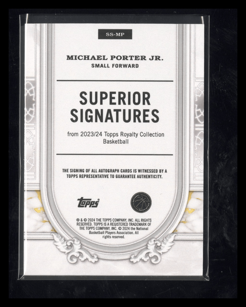 2023-24 Topps Royalty Michael Porter Jr. #SS-MP Superior Auto Gold 05/10 Secondary image