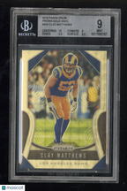 2019 Panini Prizm Clay Matthews #245 Gold Vinyl Prizm 3/5 BGS 9